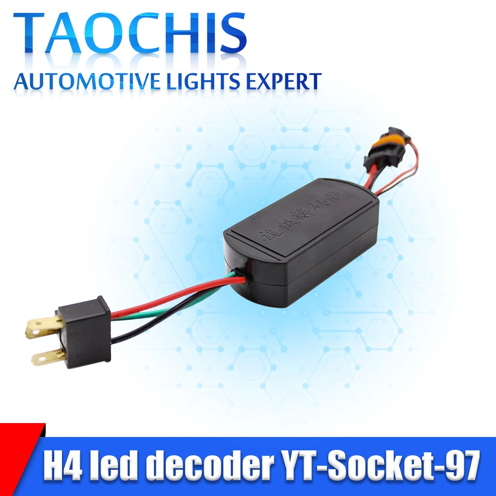 

TAOCHIS 2pcs 9-16V H4 Bulb LED Lens Headlights Car LED Resistor Decoder Canbus Error Interference Canceller Carlights Accessory