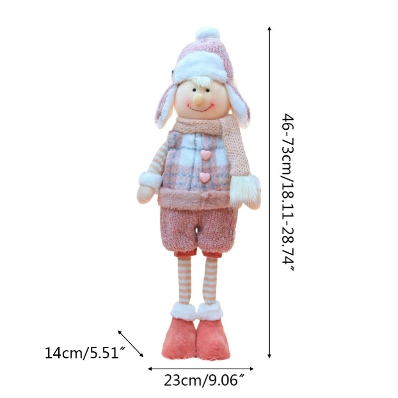 

Christmas Pink Retractable Doll Gnome Long Legs Standing Ornament for Xmas Party Window Desktop Decoration Kid Telescopic Toy