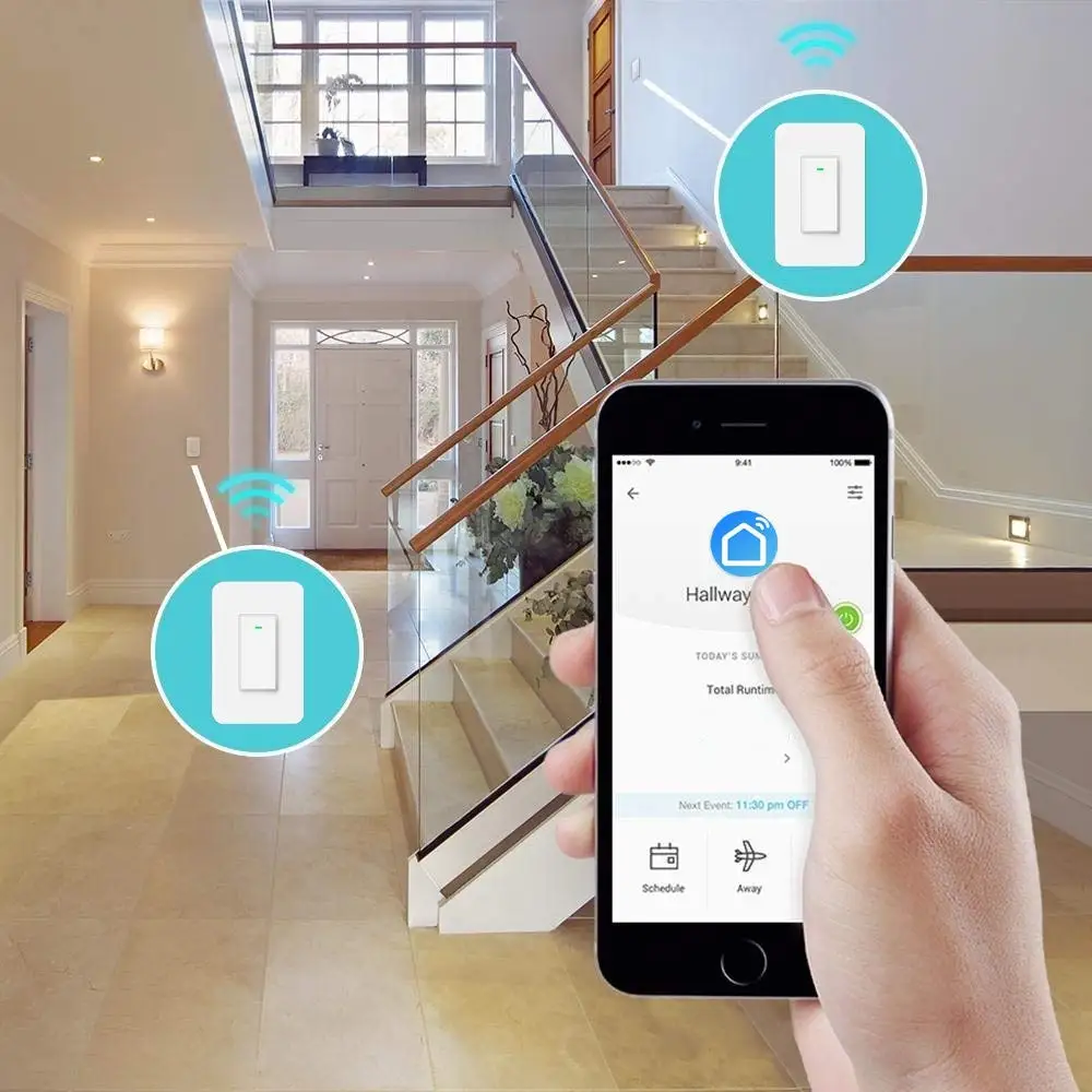 Wi-Fi, умный светильник с двойным управлением, настенный прерыватель Swtich App, голосовой беспроводной Таймер, 2 способа дистанционного управления, с Alexa Google Home
