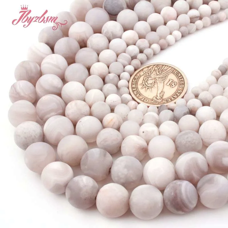 6 8 10mm Frosted Round White Crazy Lace Agates Natural Stone Bead For DIY Necklace Bracelets Jewelry Making 15&quot Free Shipping |