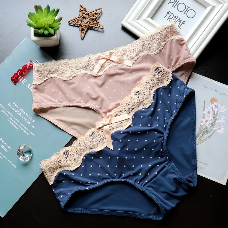 Женское нижнее белье в японском стиле с принтом горошек Женские Дышащие