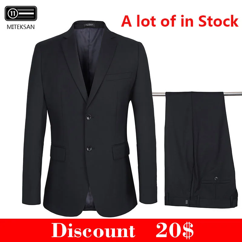 

2021 Pure Work Office Mens Suits Formal Business Blazers+Pants Marriage Tuxedo Wedding Male 2 Pieces Mens Slim Fit Suit USA Size