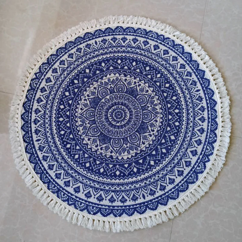 

Bohemian Kids Round Crawling Carpet Floor Rug Play Mats Rug Anti-slip Children Baby Playmat ducational Toys 1M