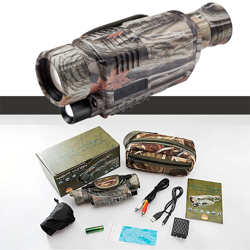 

5x40 Monocular Camouflage Night Vision HD DV Night Vision Infrared Binoculars Photographing Video Night Vision Goggles
