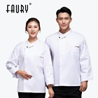 Куртка шеф-повара для мужчин и женщин, рабочая одежда для приготовления пищи, униформа для кухни и ресторана с длинными рукавами, куртка для обслуживания пищи, Veste кухня