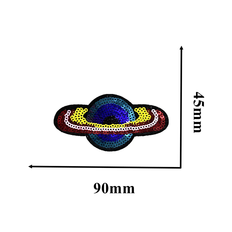 Маленькие Блестящие нашивки WUYUCONG в виде НЛО с блестками Аппликации вышивкой