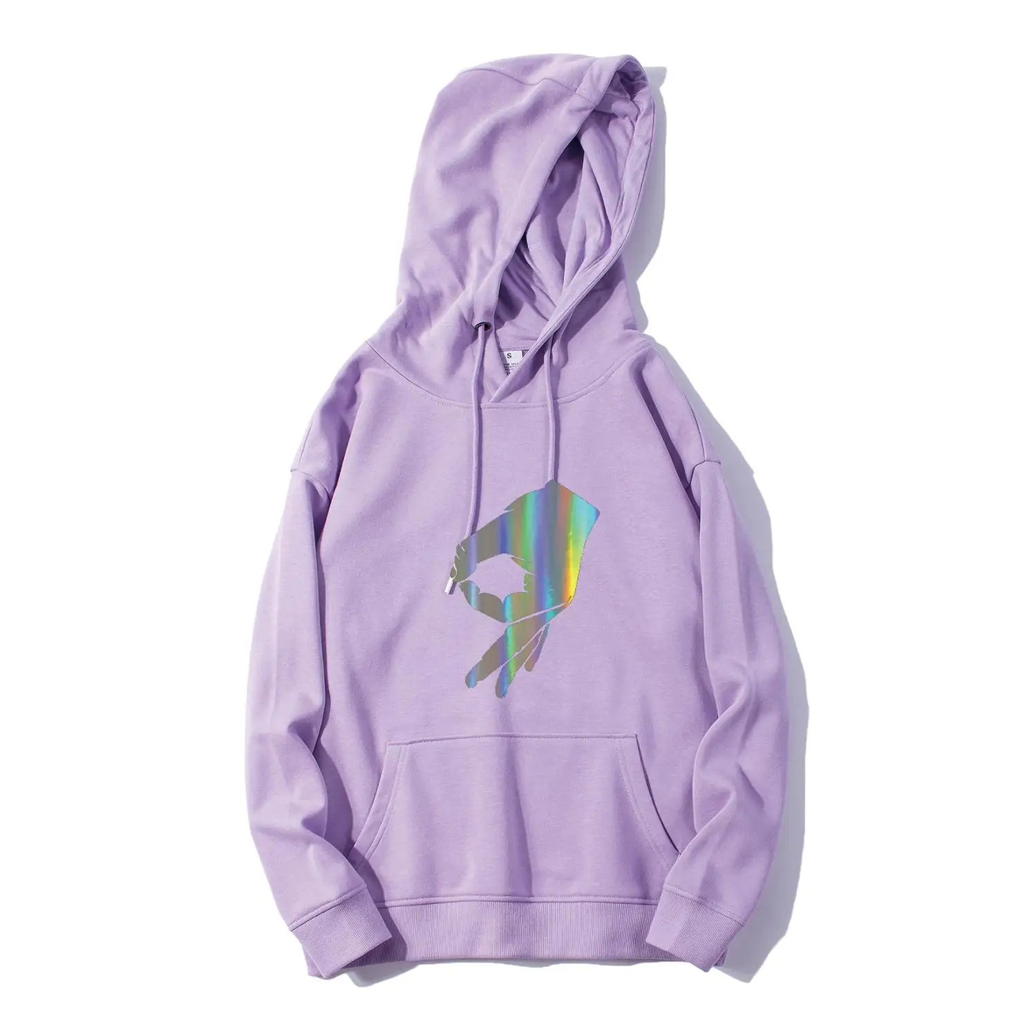 

11 Colors Laser Reflective Hoody Okay Gesture Thick Unisex Hoodies 2020 Autumn/Winter New Fashion Sweatshirt Pullover Tops