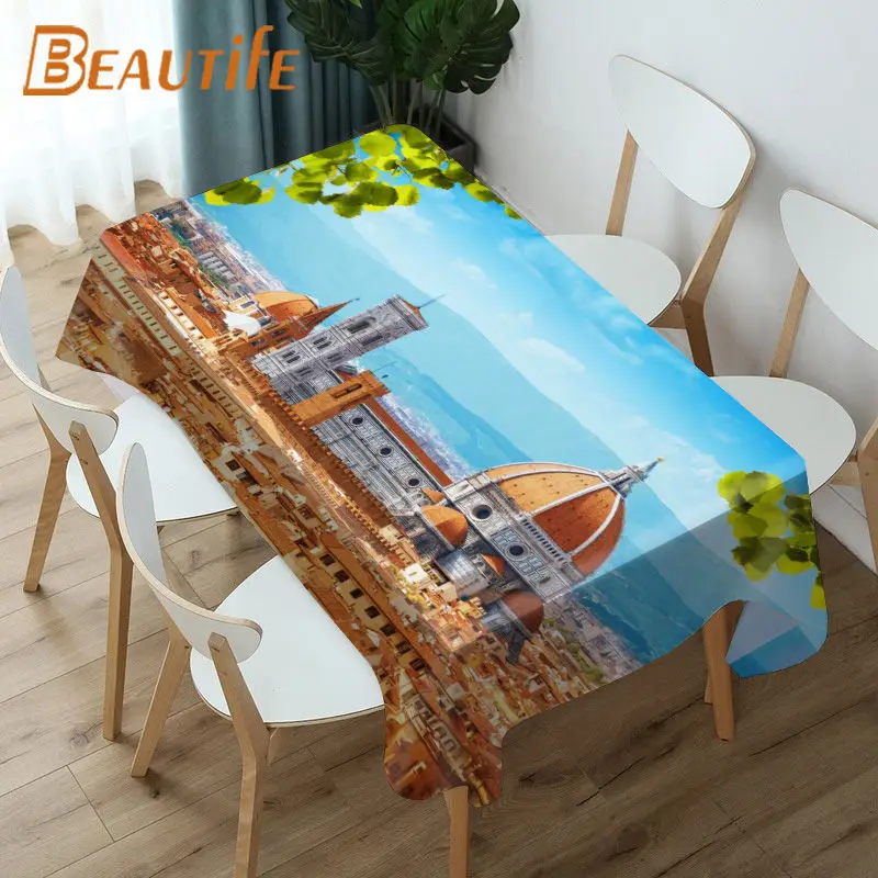 

Beautiful City Florence Tablecloth Fashion Style Party Table Waterproof Table Covers Home Dining Tea Table Decoration 0820