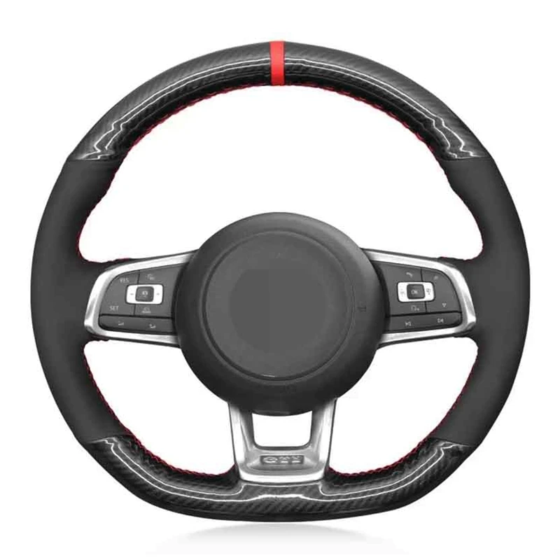 

Чехол рулевого колеса автомобиля мягкая черная замша из углеродного волокна для Volkswagen VW Golf 7 GTI Golf R MK7 VW Polo GTI Scirocco 2015 2016