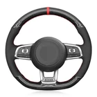 Чехол рулевого колеса автомобиля Мягкий Черный углеродного волокна Черная замша для Volkswagen VW Golf 7 GTI R MK7 VW Polo GTI Scirocco 2015 2016
