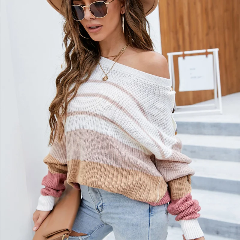 

YLDSGS 2021 New Fashion Loose knit Sweaters For Women Trendy Elegant Spring Autumn Round Collar Long Sleeve Sweater Winter Tops