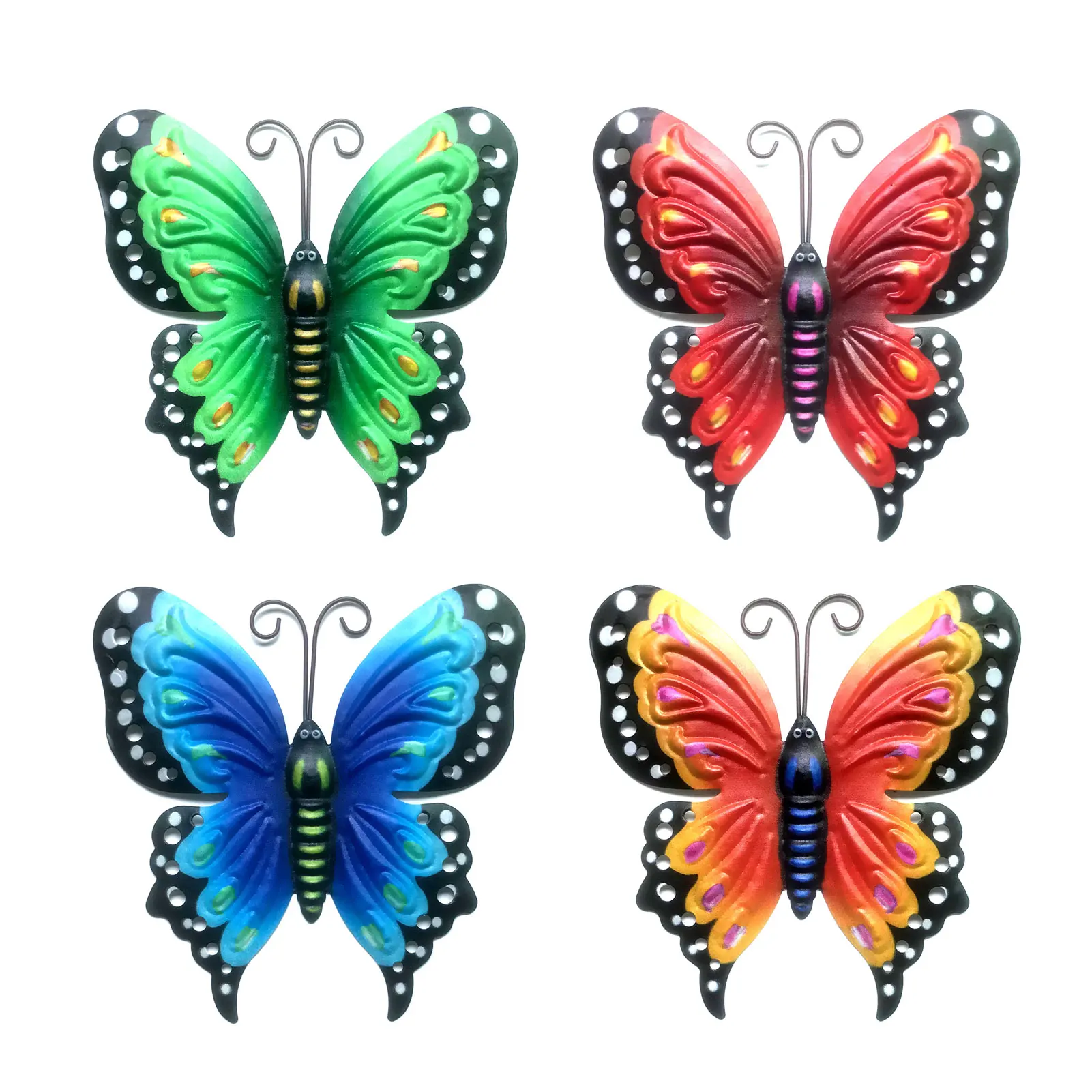 

4PCS Metal Butterfly Wall Decoration Courtyard Wall Hanging Iron Printed Butterfly Sculpture Wall Garden Art Home Hallway Decor