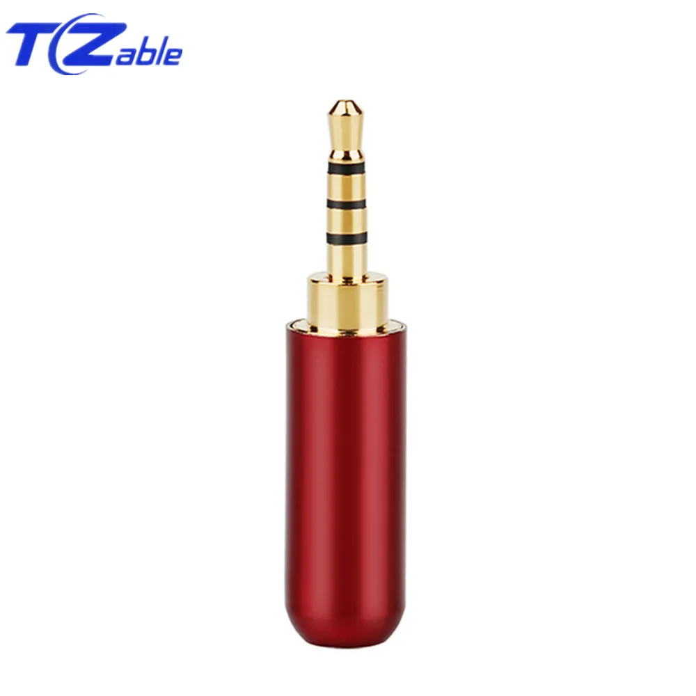 2.5mm 4 pole Red 2 шт аудио разъем адаптер для наушников Hifi аудио разъем 2,5 мм 3/4 полюсный кабель для ремонта наушников припой разъем Золотой штекер мужской цвет - Цвет: 2.5mm 4 pole Red