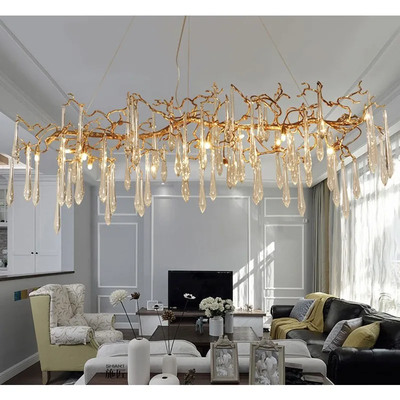 

KOSTKING Lighting Large Artistic Branches Chandeliers Coloured Glaze Chandelier Light Hotel Chandeliers Included LampShade