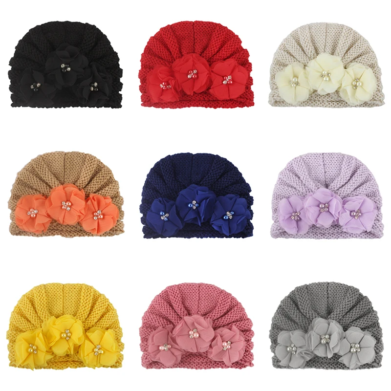 Милая Шапка тюрбан для новорожденных мальчиков и девочек Вязаная хлопковая