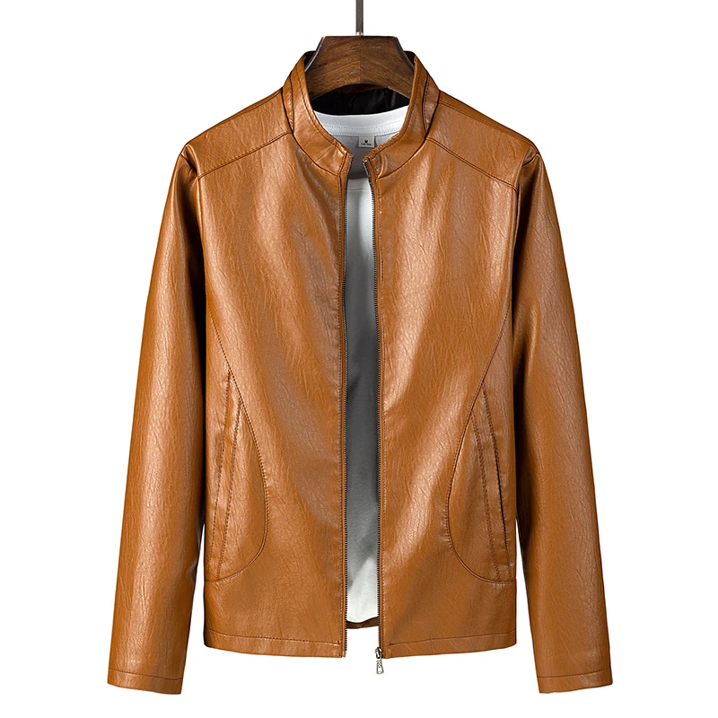 

Mens Motorcycle Jacket Nice Autumn Winter Men New PU Leather Jackets Casual Embroidery Biker Bomber Coat Zipper Fleece Overcoat