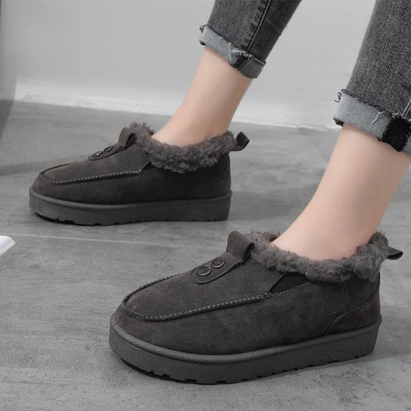 

Women Shoes Winter Warm Plush Ladies Non-slip Flats Shoes 2021 Female Footwear Casual Comfortable Fashion Sewing Woman Sneakers