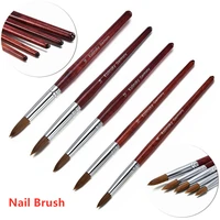 1pcs sable hair acrylic brush nail painting brush manicure powder wood handle professional nail art tools easy to outline