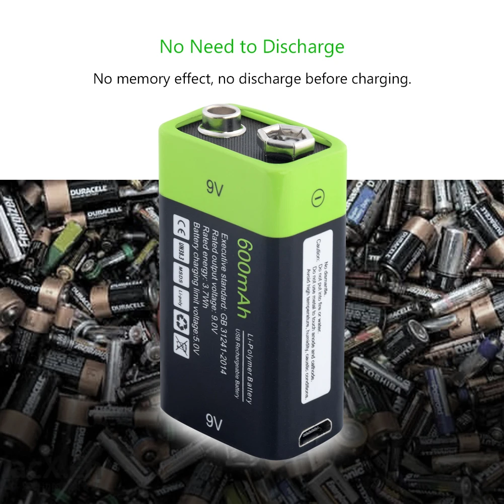 1 шт. перезаряжаемый литий-ионный полимерный аккумулятор 9 В 600 мАч | Электроника