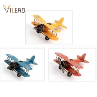 vilead 21cm iron airplane figurines retro metal plane model vintage home decoration accessories aircraft for kids gifts ornament