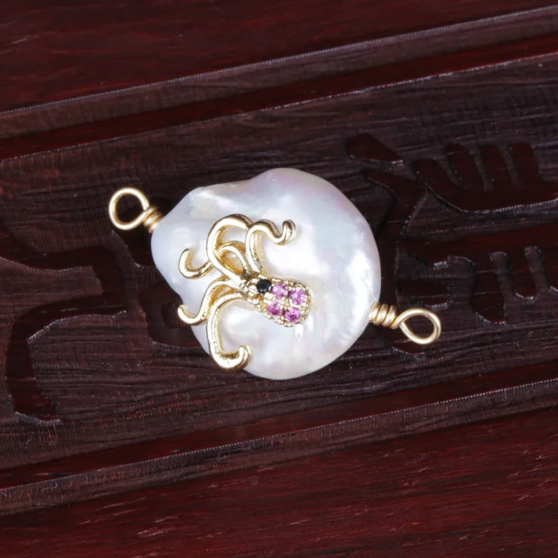 Украшенные фианитами Крошечные золотые осьминоги кальмар морские животные