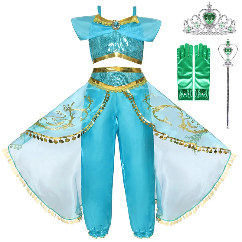 Cothes and Set-7 Jasmine/платье для девочек; Карнавальная праздничная одежда; Детский костюм принцессы; детская одежда на Рождество и День рождения; коллекция года; летняя одежда; наряд - Цвет: Cothes and Set-7