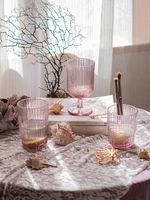 2021 new pink glass goblet cup creative design wine juice yougort dessert drinks cups nordic cups