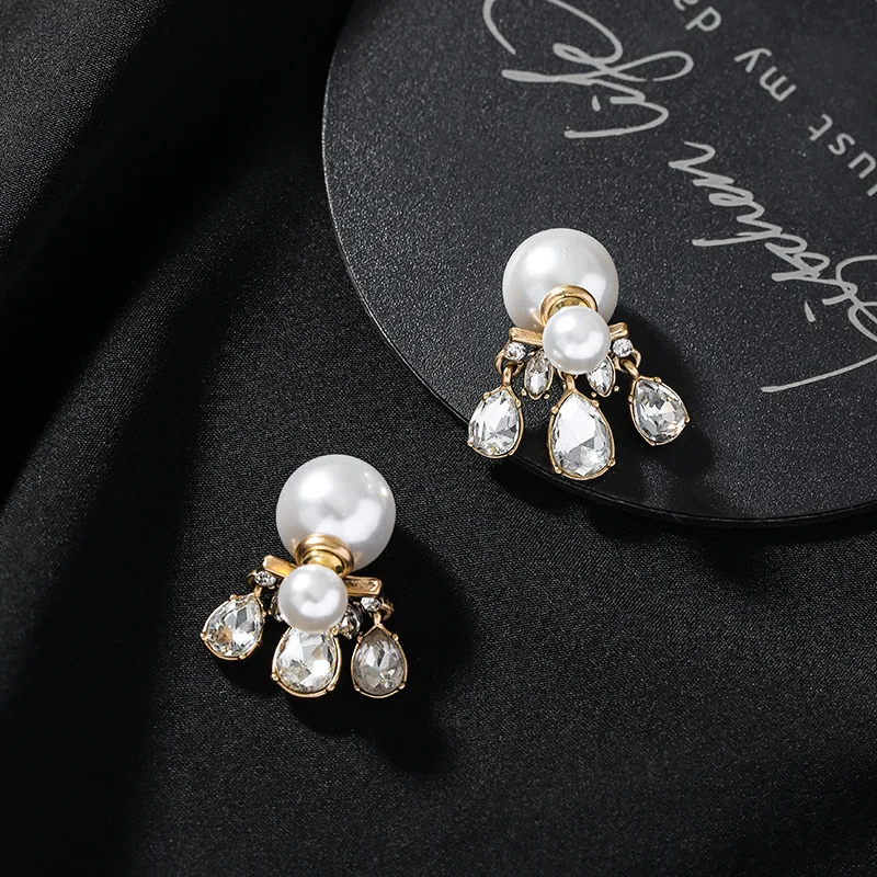 

Zeojrlly Pearl Trendy Water Drop Women Dangle Earrings Korean Pearl Female Retro Drop Back Hanging Earrings New Fashion