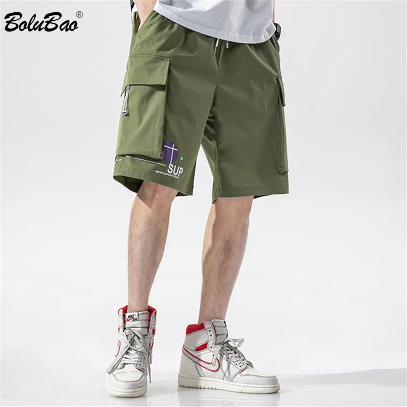 

BOLUBAO New Men Cargo Shorts Quality Brand Men's Summer Fashion Shorts Casual Drawstring Knee Length Shorts Male