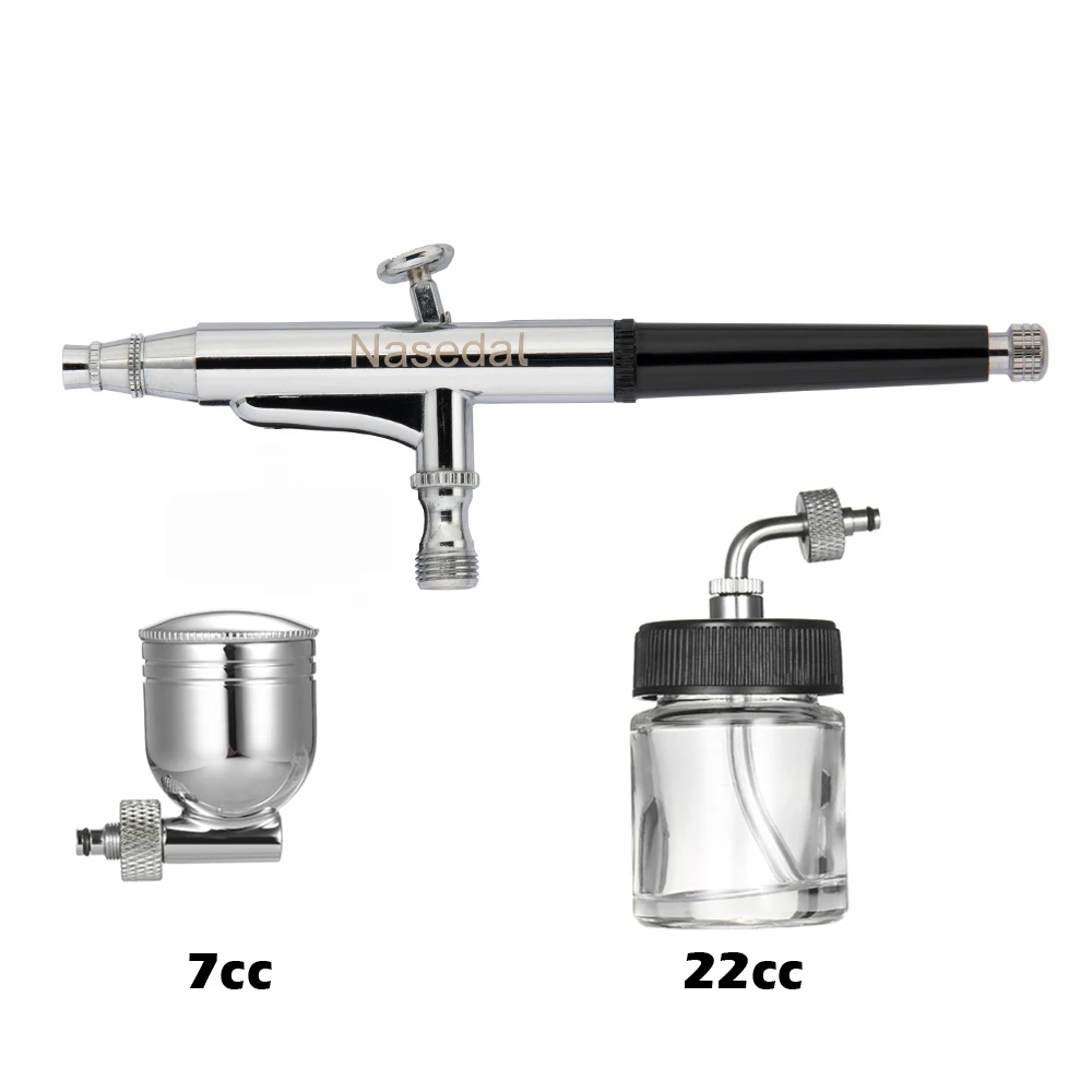 Распылитель краски Nasedal airbrush Пистолет двойного действия со шлангом 3 наконечника