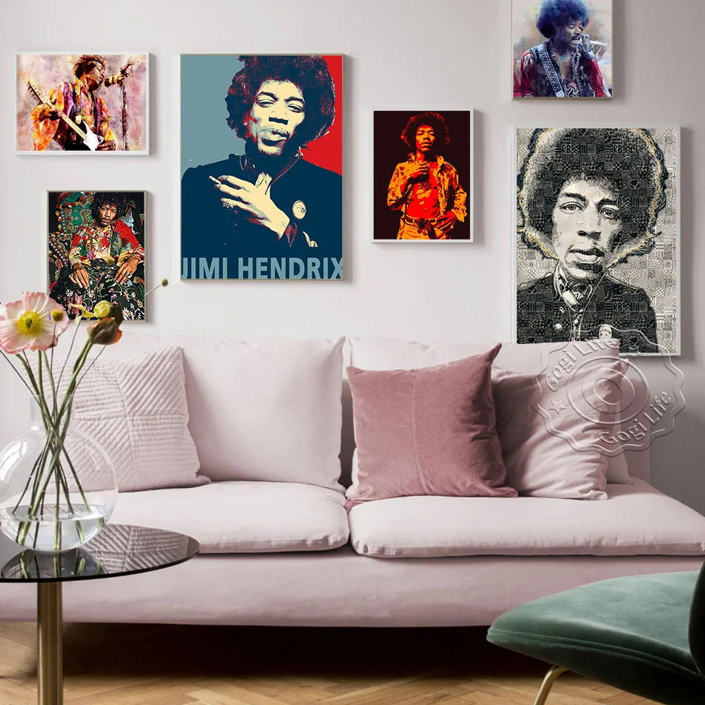 

America Rock Singer Jimi Hendrix Art Portrait Poster, Hot Blues Rock Musician Guitarist Art Prints, Fans Collect Wall Stickers