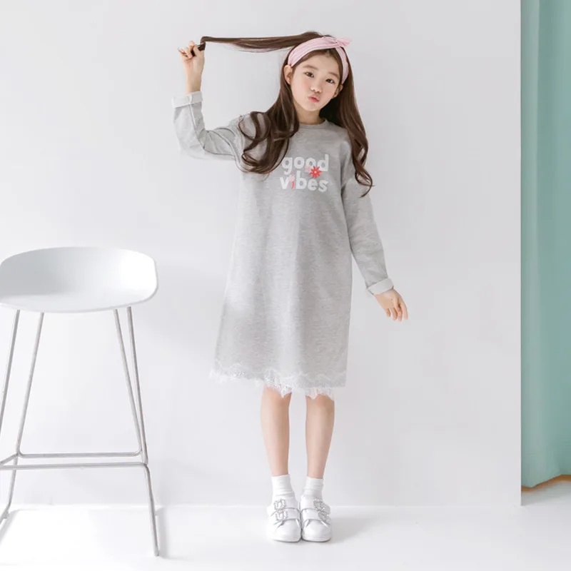 Child Girl Princess Dress Fall Autumn Spring Long Sleeve Teen Lace Clothes Dresses 5 6 7 8 9 10 11 12 13 14 15 Year | Детская одежда и