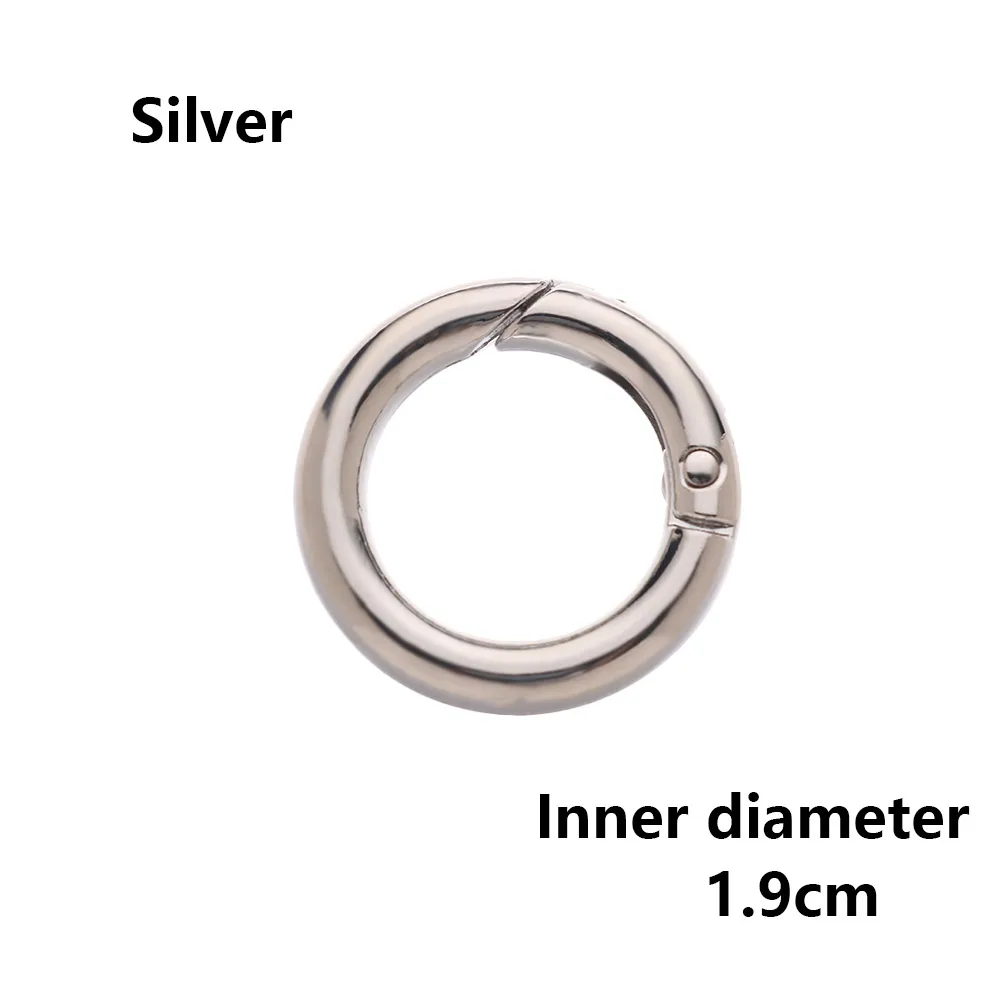 silver 1.9cm 2 шт., оцинкованный сплав, пружина для ворот, уплотнительное кольцо, пряжки-зажимы, карабин, кошельки, сумки, Круглый пусковой крючок, карабин - Цвет: silver 1.9cm