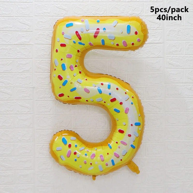 

5pcs 40inch Donut Number Foil Balloons candy rainbow cake Helium balloon Birthday party Kids toy Sweet Number Ballon shower