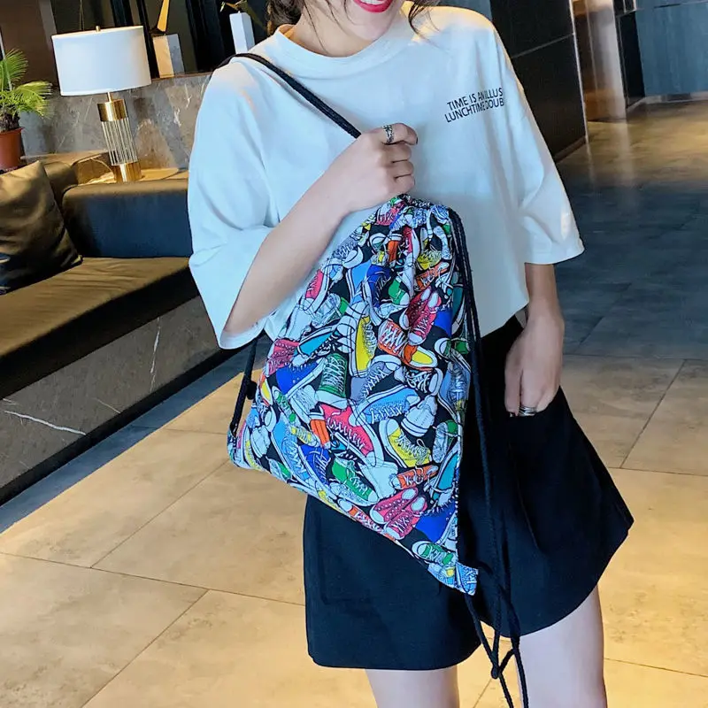 Модные Портативные Сумки на шнурке женские сумки для обуви хлопковые