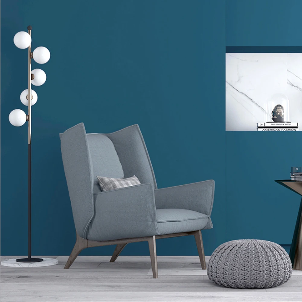 Q QIHANG Modern Minimalist Solid Color Living Room Bedroom TV Background PVC Wallpaper Dark Blue 0.53m*10m=5.3m2 | Обустройство дома