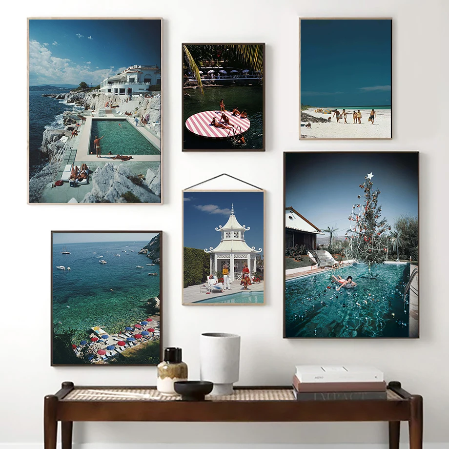 

Canvas Painting Poolside Glamour 1970s Print By Slim Aarons Vintage Photography Poster Retro Wall Art Pictures Home Decoration