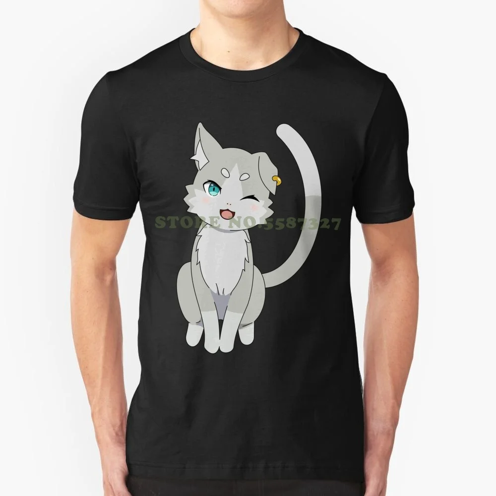 Футболка Сидящая черно-белая для мужчин и женщин Re : Zero Puck Spirirt Cat Emilia |