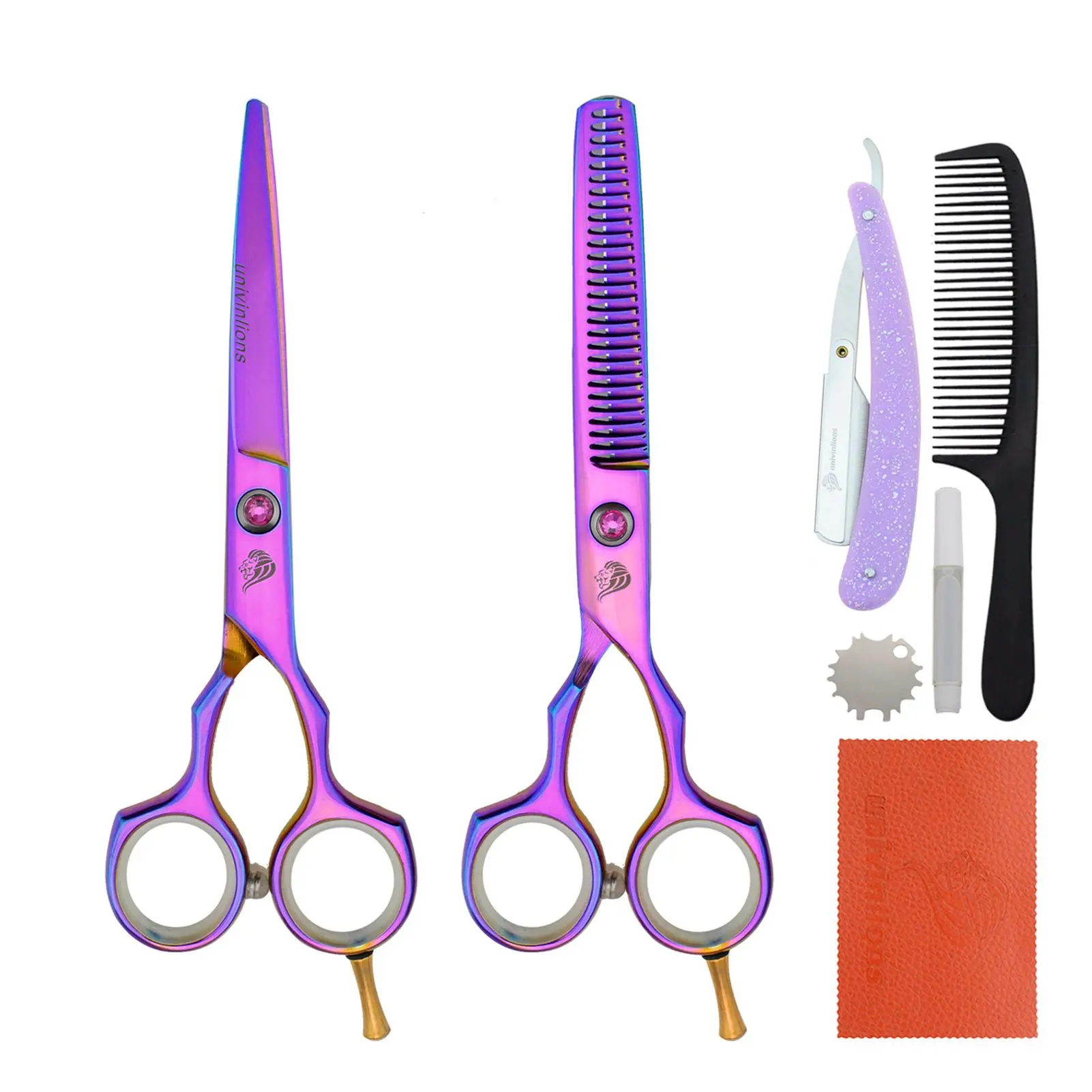 

Набор профессиональных парикмахерских ножниц Univinlions, 5,5 дюйма, розовые аксессуары для парикмахера, ножницы для стрижки волос