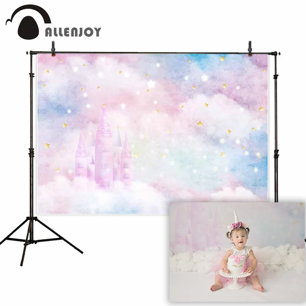 Allenjoy фоны для фотостудии блестящие звезды замок красочные облака детский душ фон день рождения фотосессия