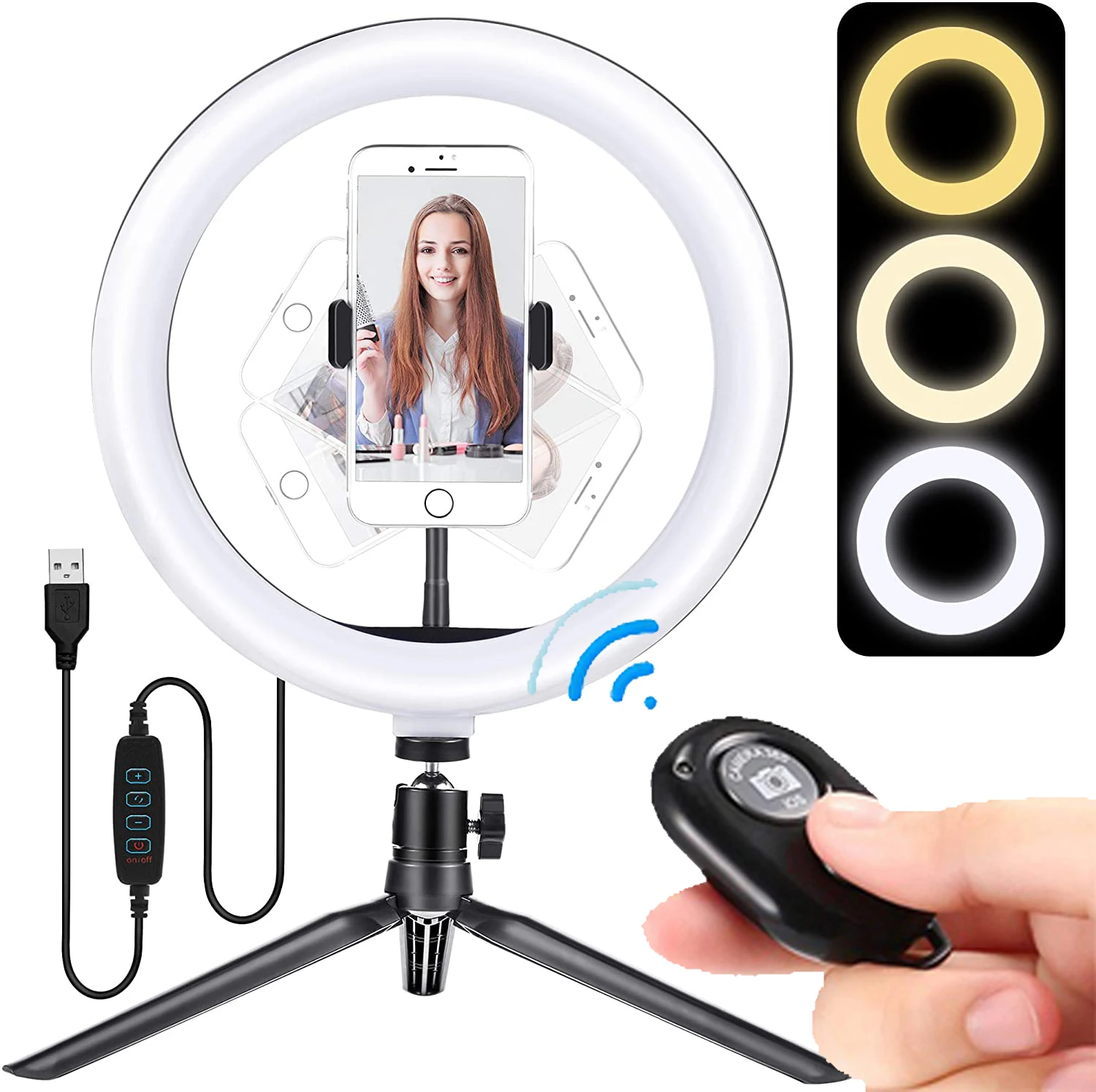 

Remote LED Fill Ring Light Tripod Stand Phone Holder Selfie Makeup Live Streaming YouTube Video Ringlight Photography Lamp