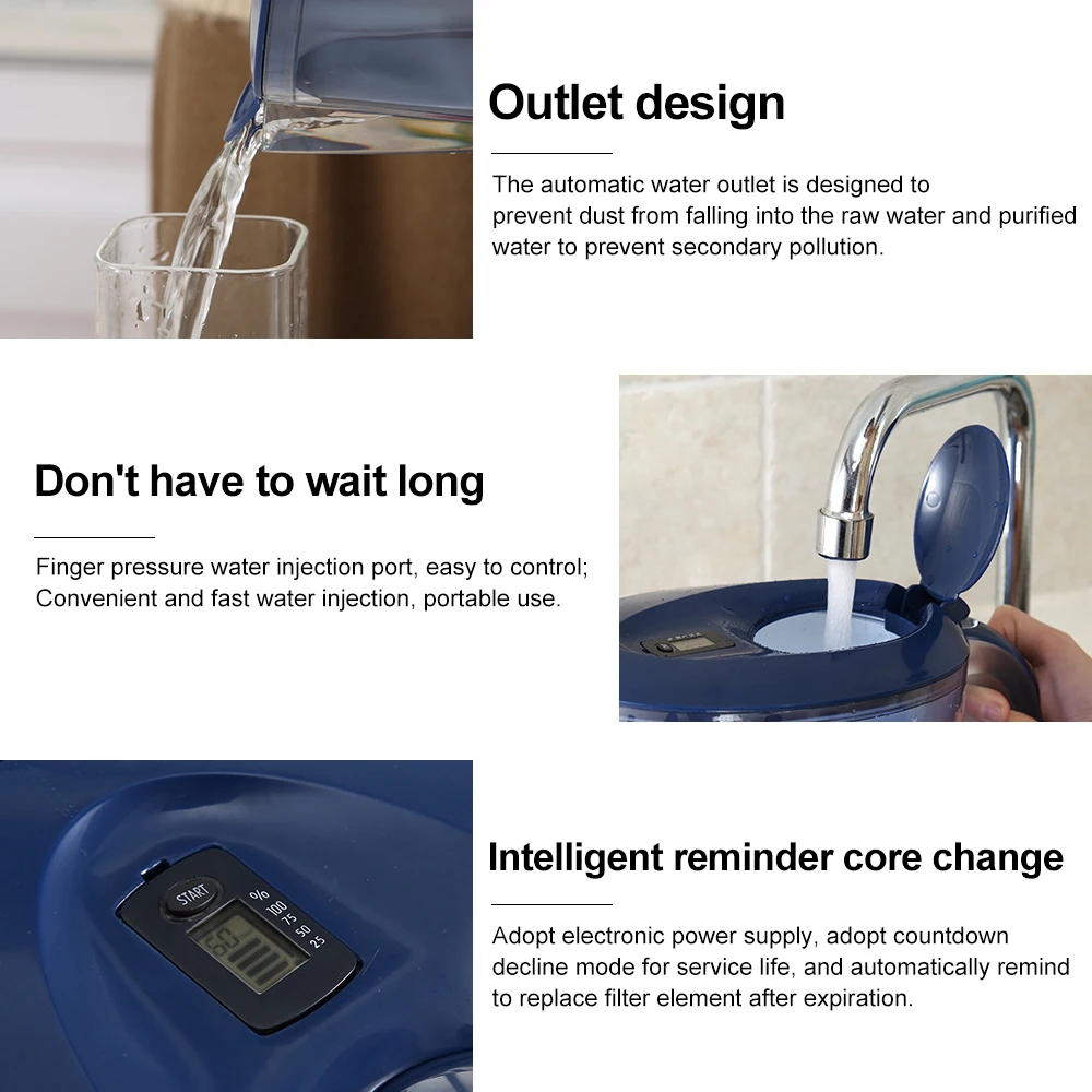 Кувшин для очистки воды фильтр 3 5 л 4 стадии удаление примесей бактерий кухонный