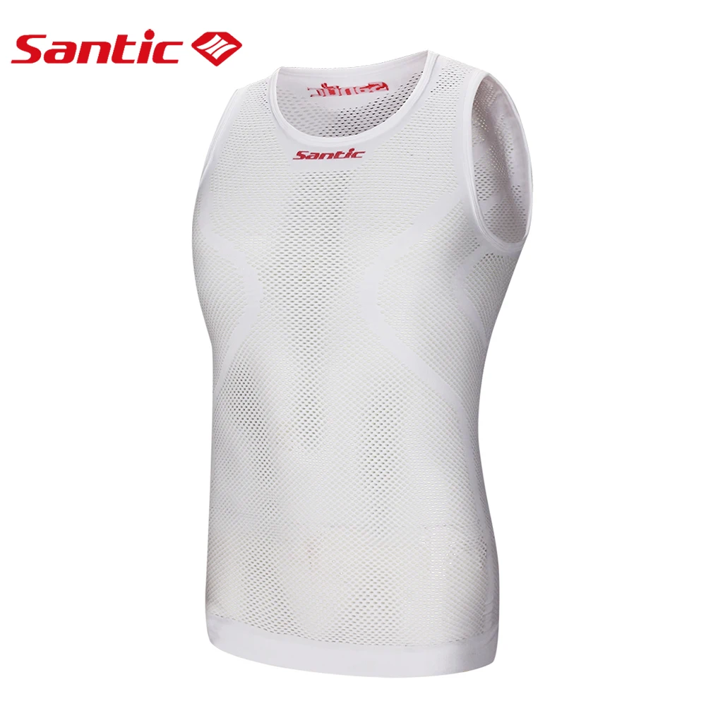 Santic Men's Base Layer Sleeveless Top Quick Dry Cycling Undershirt MTB Bike Vests Compression Bicycle Sport Clothing Asian Size
