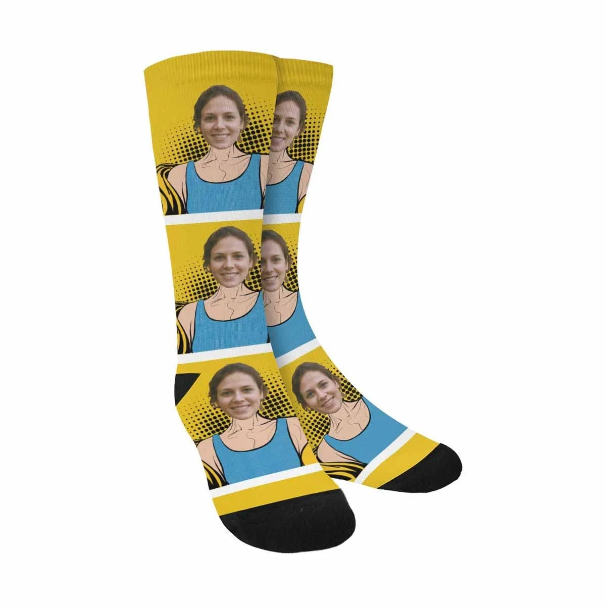 

Custom Face Yellow Shawl Sublimated Crew Socks
