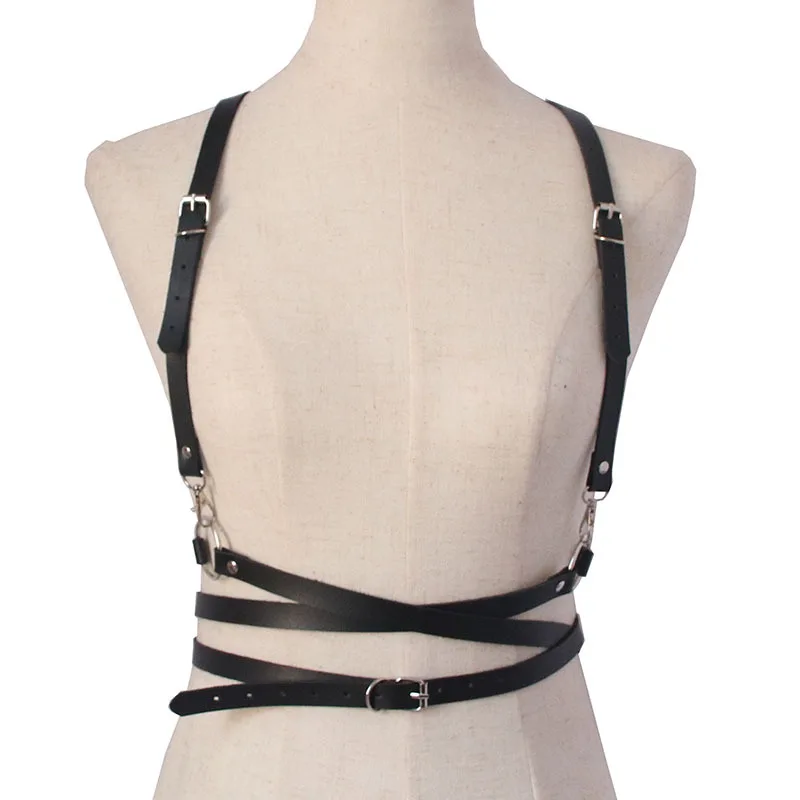 

2021 Fashion Trend Women Men Gothic Handmade PU Leather Harness Belts Body Bondage Waist Straps Punk Rock Stylish Accessories