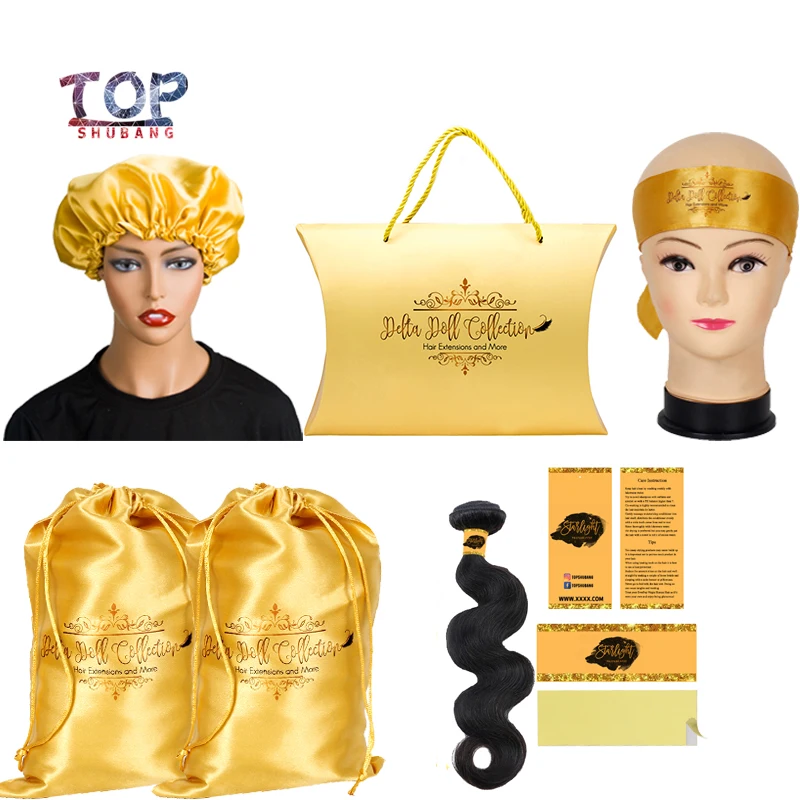 Упаковочная коробка для волос с логотипом бренда на заказ/атласные