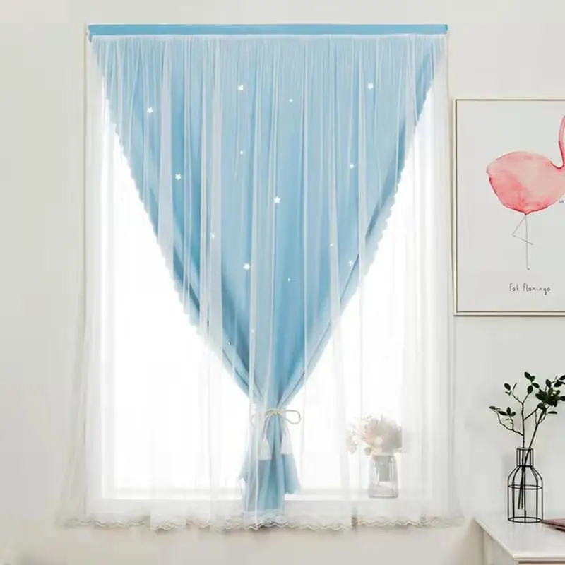 

1pcs Punch-free Velcro Girl Heart Curtain Finished Window Screening Living Room Bedroom Partition Shading Cloth Materia F8288