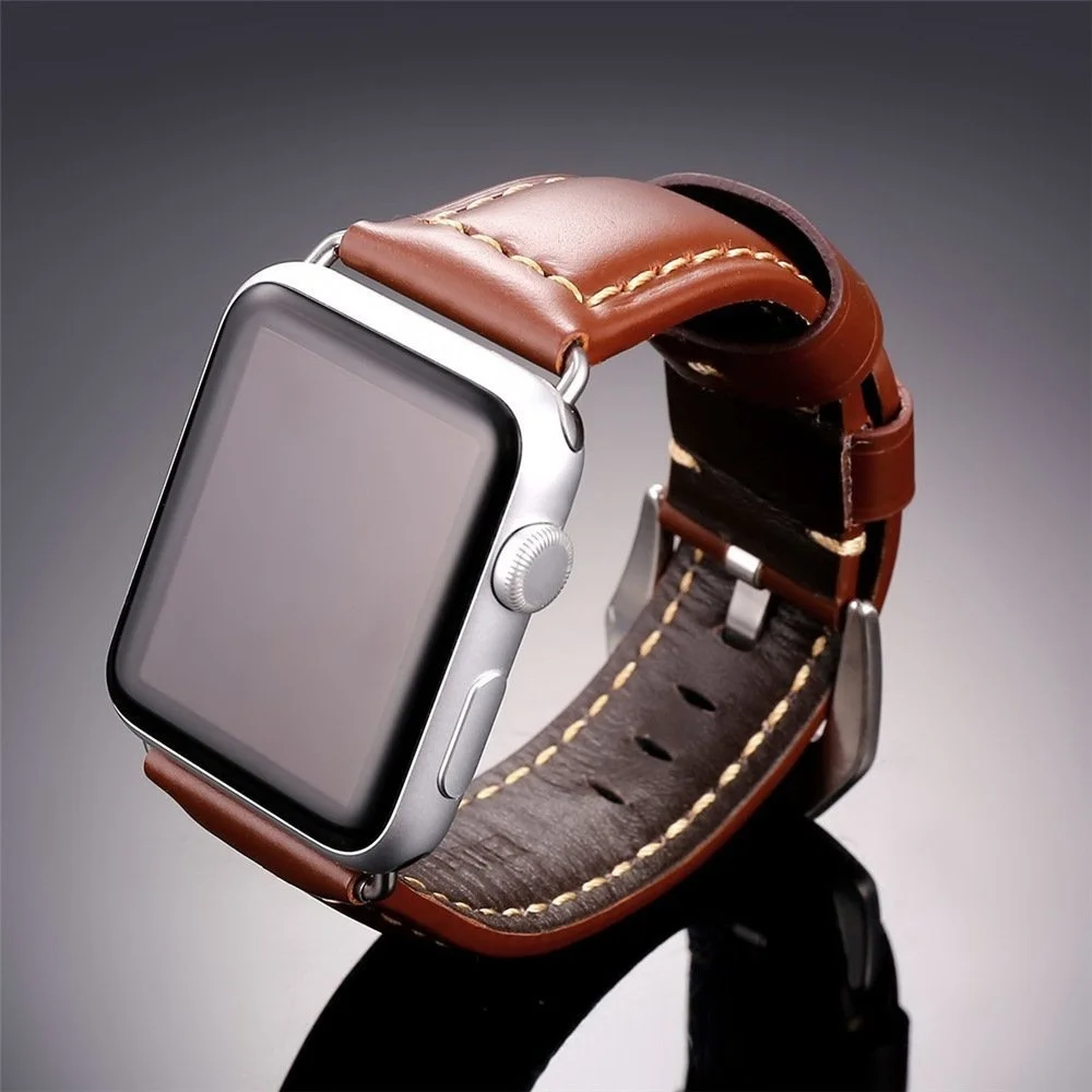 Ремешок для часов из натуральной кожи сменный Браслет Apple Watch 42 мм 38 40 44 серия 6 5 4 3 2
