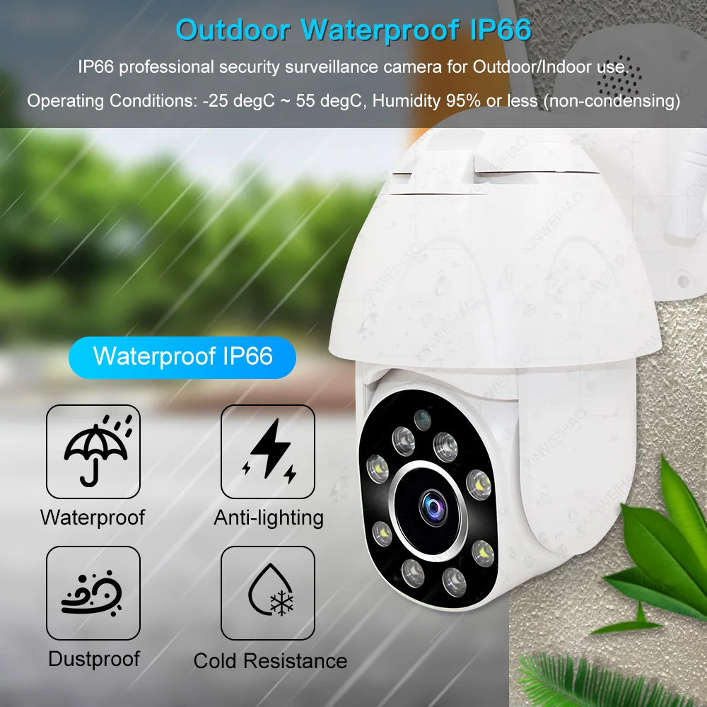 1080P PTZ wi fi камера 2MP автоматическое отслеживание водонепроницаемый CCTV домашней