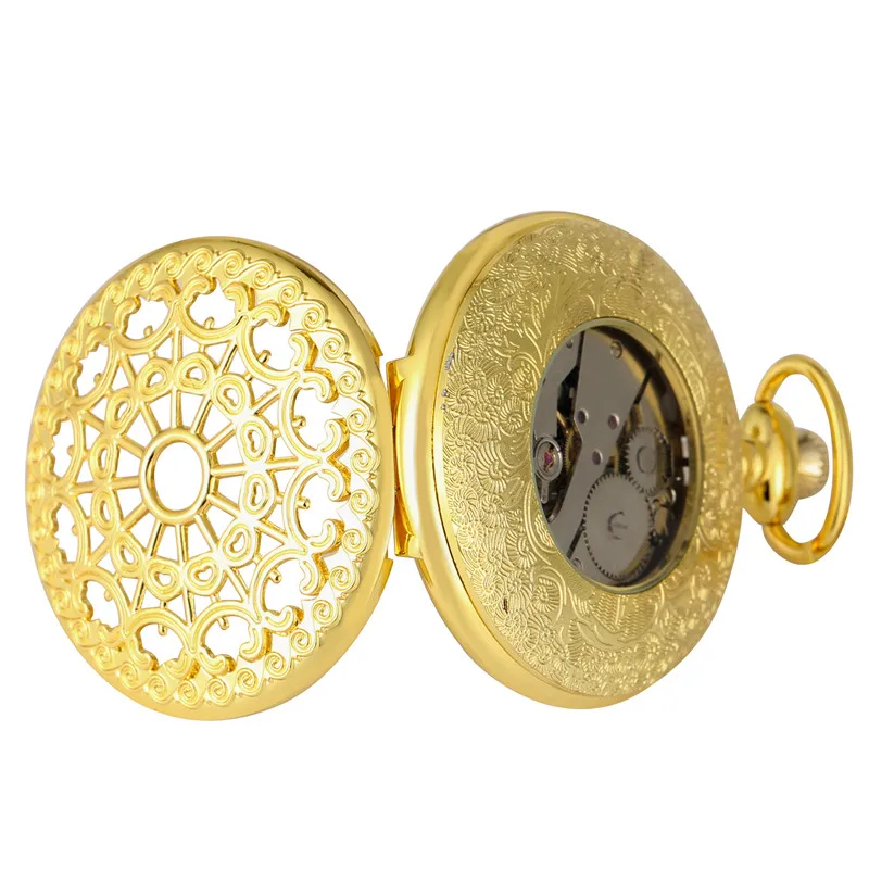 Antique Hollow Spider Web Pendant Clock Skeleton Hand Winding Mechanical Pocket Watch Roman Numerals Display Pendant Chain Gift